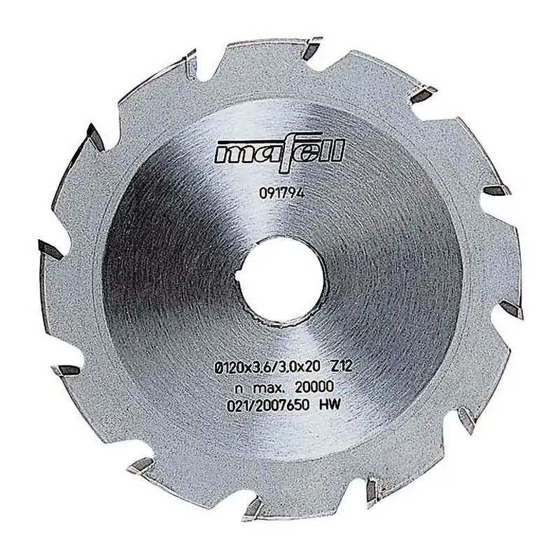 Preisknaller mafell Nutenfräsblatt ellipsenförmig, Hartmetall, 120 x 3,6 x 20 mm, 12 Zähne - 91794