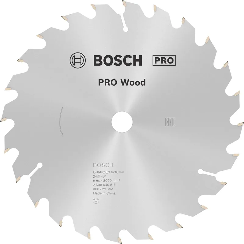 Versand Am Gleichen Tag Bosch PRO Wood Kreissägeblatt 184 x 2,6 x 16 mm - 2608640817