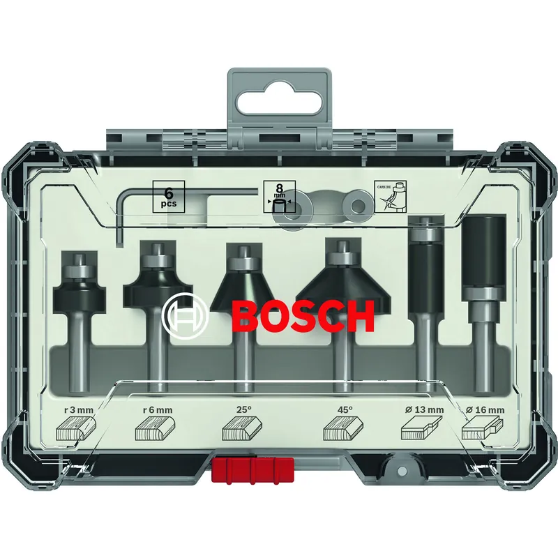 Versand Am Gleichen Tag Bosch 6tlg. Trim&Edging Set ¼” Schaft geegnet für Kantenfräse GKF - 2607017470