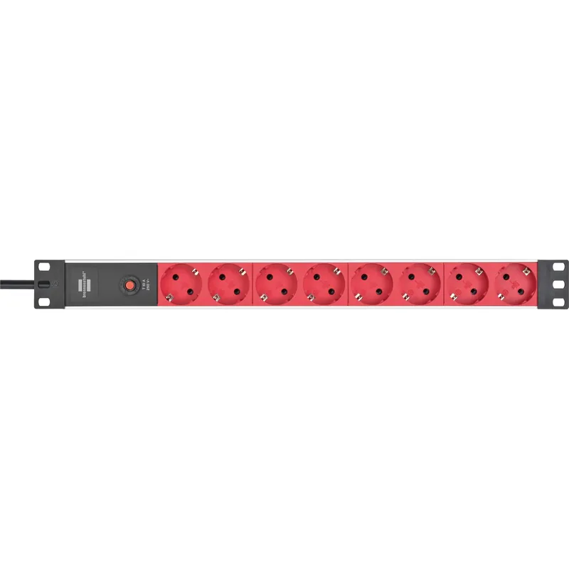 Brennenstuhl Alu-Line 19" Steckdosenleiste für Schaltschränke mit 10A Sicherungsautomat und Kaltgerätestecker IEC C14 8-fach silber/rot 2 m H05VV-F 3G1,0 - 1390007118 Jetzt Bestellen