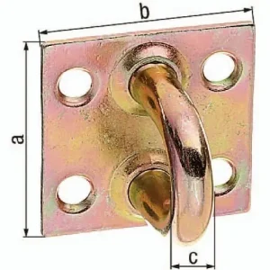 GAH Alberts Öse auf Platte Bügelb. 27,5 mm Bügelh. 27 mm Bügel-D.7 mm STA galv. gelb verz. - 348502 Bestpreis
