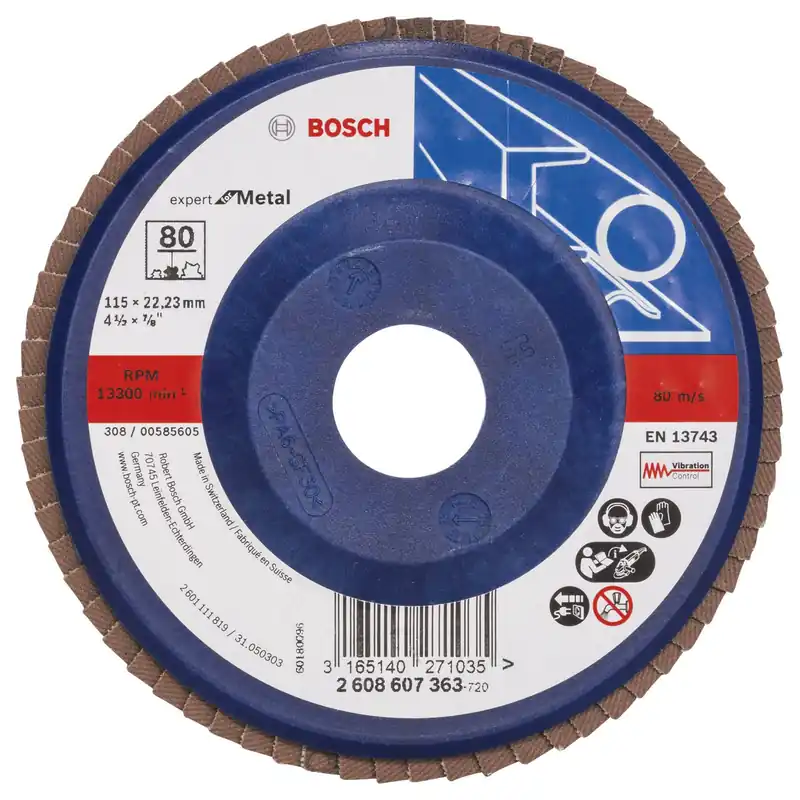 Bosch Fächerschleifscheibe Expert for Metal 115 22,23 80 gerade Kunststoffteller - 2608607363 Top-Preis