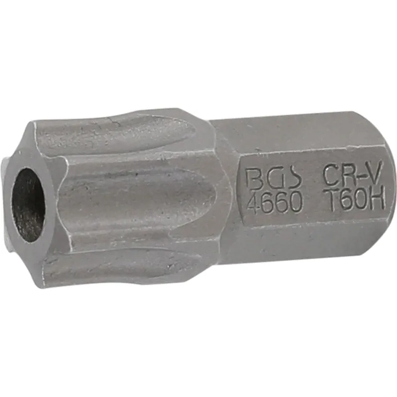 BGS Bit Länge 30 mm Antrieb Außensechskant 10 mm (3/8") T-Profil (für Torx) mit Bohrung T60 - 4660 Angebot
