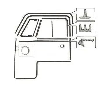 Rabatt Dichtungssatz kpl. für Tür vorn rechts, passend für Bus T1 Baujahr 1964-67